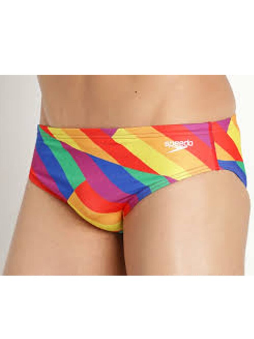 Speedo PowerFlex racer swimming brief shorts pride rainbow stripe men new 28